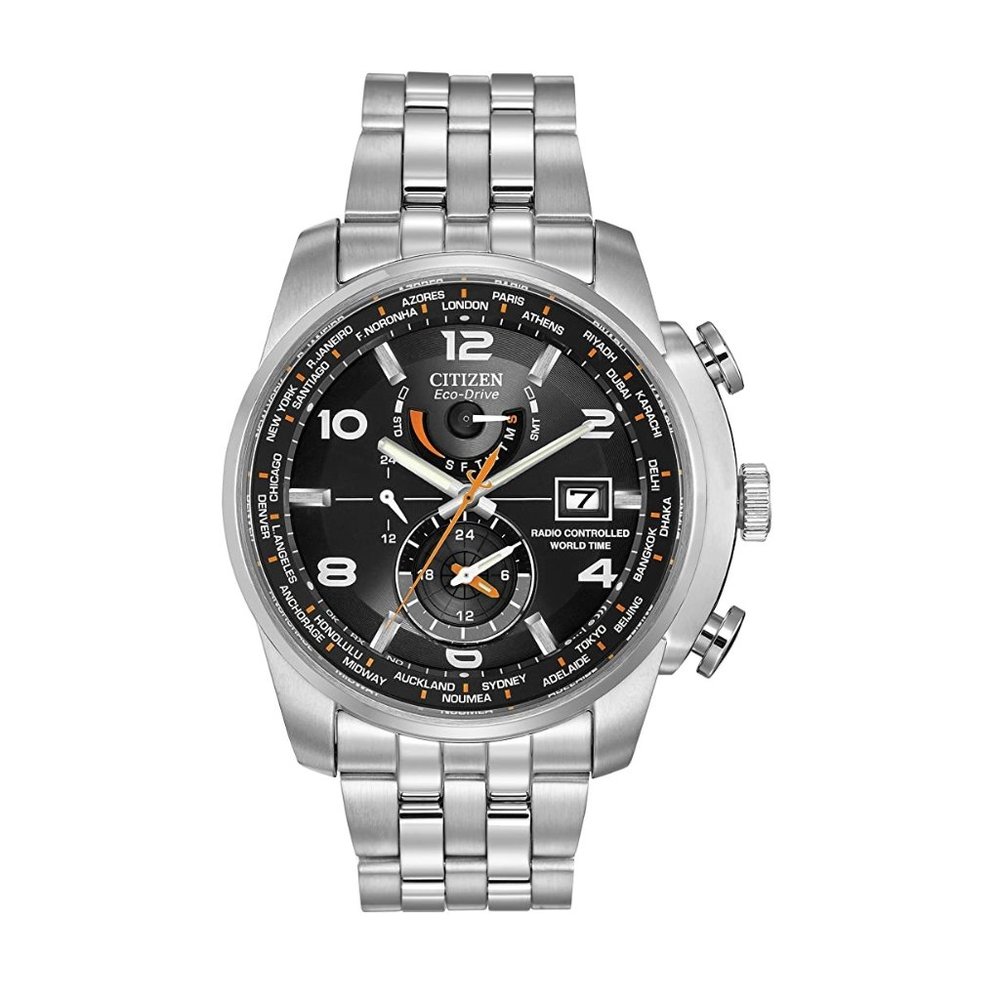 Citizen Eco-Drive World Time A-T Mens Watch, Stainless Steel, Model AT9010-52E